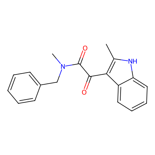 N-benzyl-N-methyl-2-(2-methyl-1H-indol-3-yl)-2-oxoacetamide structure