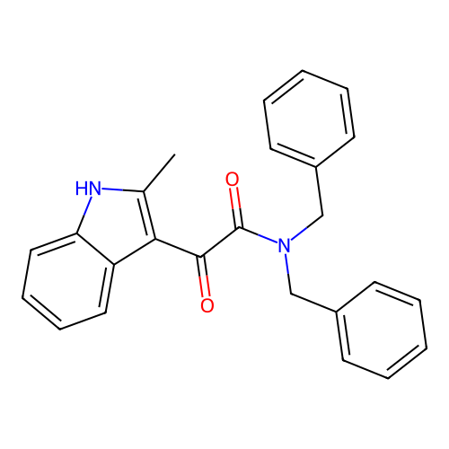 N,N-dibenzyl-2-(2-methyl-1H-indol-3-yl)-2-oxoacetamide structure