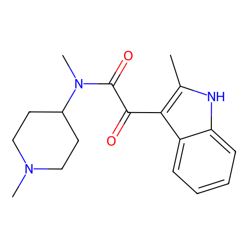 N-methyl-2-(2-methyl-1H-indol-3-yl)-N-(1-methylpiperidin-4-yl)-2-oxoacetamide structure