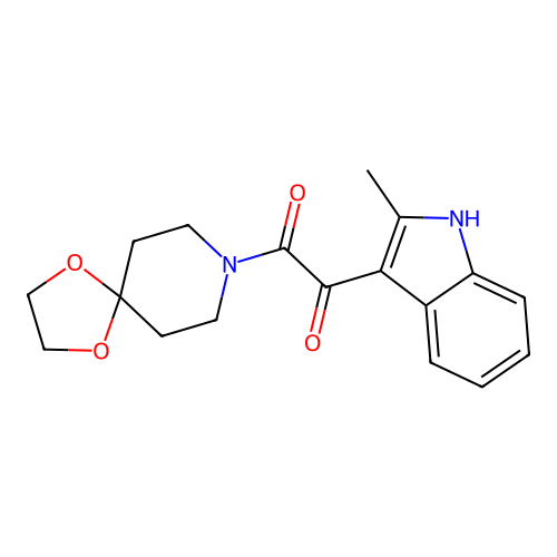 1-(1,4-dioxa-8-azaspiro[4.5]decan-8-yl)-2-(2-methyl-1H-indol-3-yl)ethane-1,2-dione structure