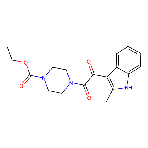 ethyl 4-[2-(2-methyl-1H-indol-3-yl)-2-oxoacetyl]piperazine-1-carboxylate structure