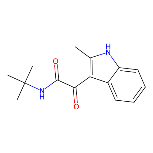 N-tert-butyl-2-(2-methyl-1H-indol-3-yl)-2-oxoacetamide structure