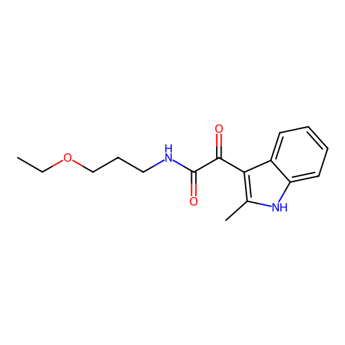 N-(3-ethoxypropyl)-2-(2-methyl-1H-indol-3-yl)-2-oxoacetamide structure