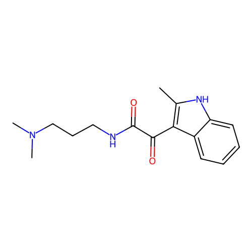 N-[3-(dimethylamino)propyl]-2-(2-methyl-1H-indol-3-yl)-2-oxoacetamide structure