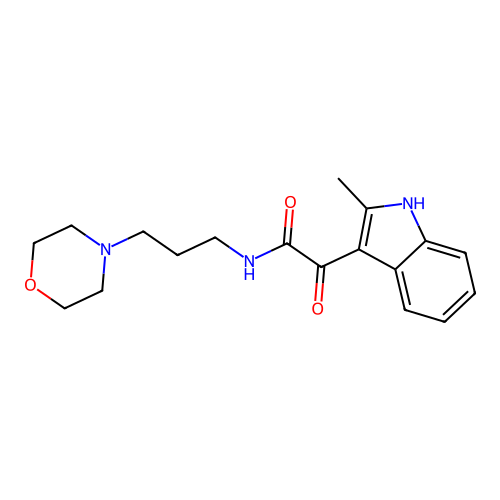 2-(2-methyl-1H-indol-3-yl)-N-(3-morpholin-4-ylpropyl)-2-oxoacetamide structure