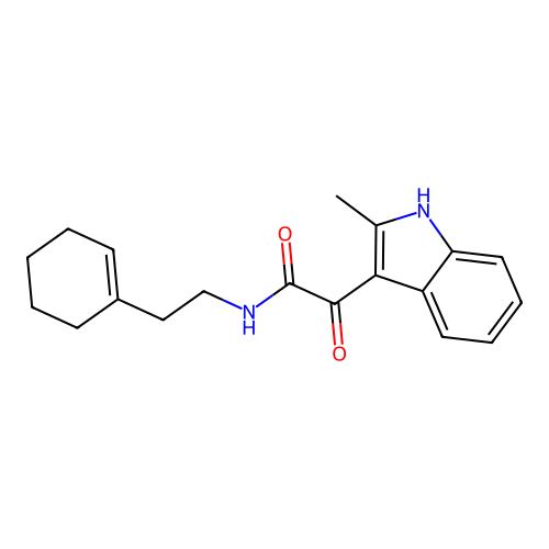 N-[2-(cyclohexen-1-yl)ethyl]-2-(2-methyl-1H-indol-3-yl)-2-oxoacetamide structure