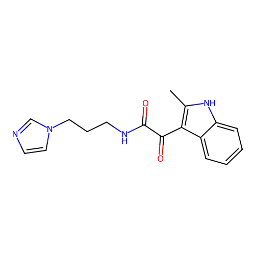 N-(3-(1H-imidazol-1-yl)propyl)-2-(2-methyl-1H-indol-3-yl)-2-oxoacetamide structure