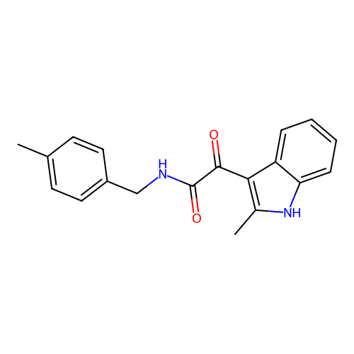 2-(2-methyl-1H-indol-3-yl)-N-[(4-methylphenyl)methyl]-2-oxoacetamide structure