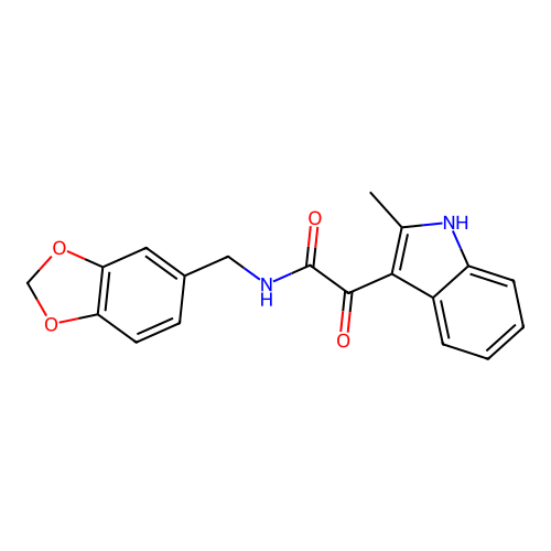 N-(1,3-benzodioxol-5-ylmethyl)-2-(2-methyl-1H-indol-3-yl)-2-oxoacetamide structure