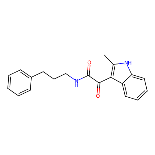 2-(2-methyl-1H-indol-3-yl)-2-oxo-N-(3-phenylpropyl)acetamide structure