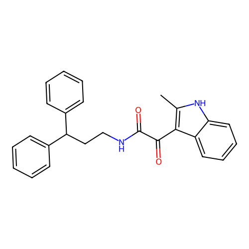 N-(3,3-diphenylpropyl)-2-(2-methyl-1H-indol-3-yl)-2-oxoacetamide structure