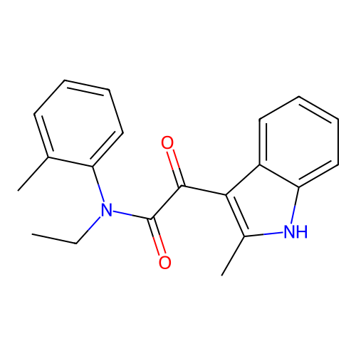 N-ethyl-2-(2-methyl-1H-indol-3-yl)-N-(2-methylphenyl)-2-oxoacetamide structure
