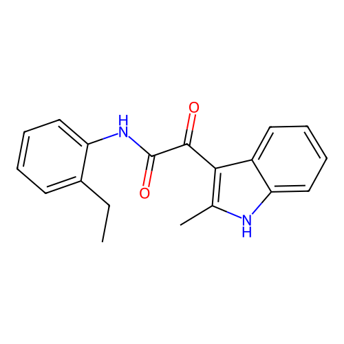 N-(2-ethylphenyl)-2-(2-methyl-1H-indol-3-yl)-2-oxoacetamide structure