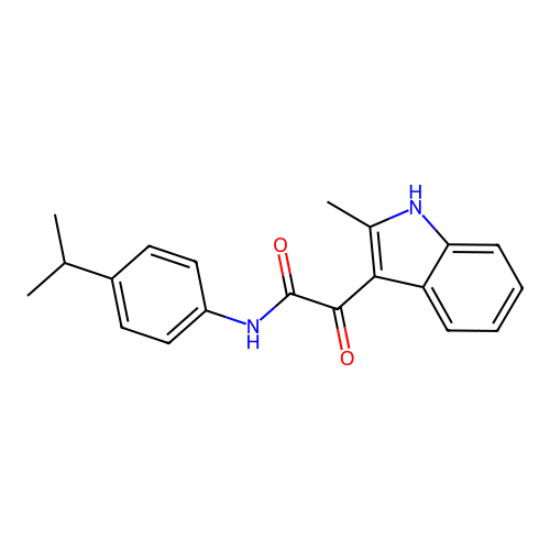 N-(4-isopropylphenyl)-2-(2-methyl-1H-indol-3-yl)-2-oxoacetamide structure
