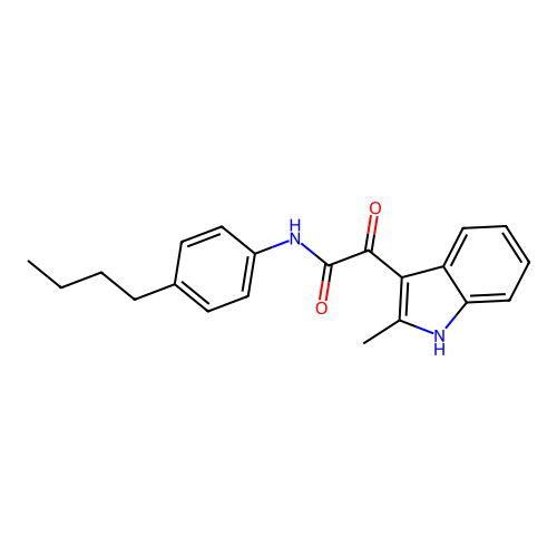 N-(4-butylphenyl)-2-(2-methyl-1H-indol-3-yl)-2-oxoacetamide structure