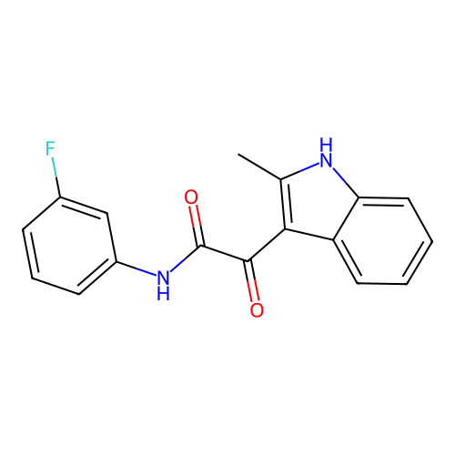 N-(3-fluorophenyl)-2-(2-methyl-1H-indol-3-yl)-2-oxoacetamide structure