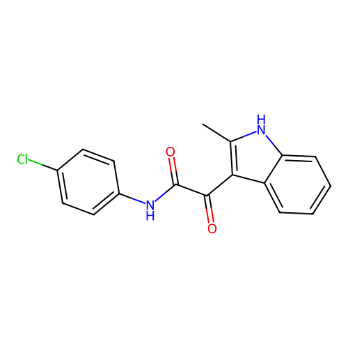 N-(4-chlorophenyl)-2-(2-methyl-1H-indol-3-yl)-2-oxoacetamide structure