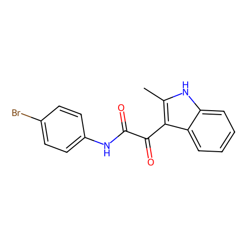 N-(4-bromophenyl)-2-(2-methyl-1H-indol-3-yl)-2-oxoacetamide structure