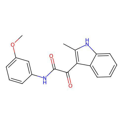 N-(3-methoxyphenyl)-2-(2-methyl-1H-indol-3-yl)-2-oxoacetamide structure