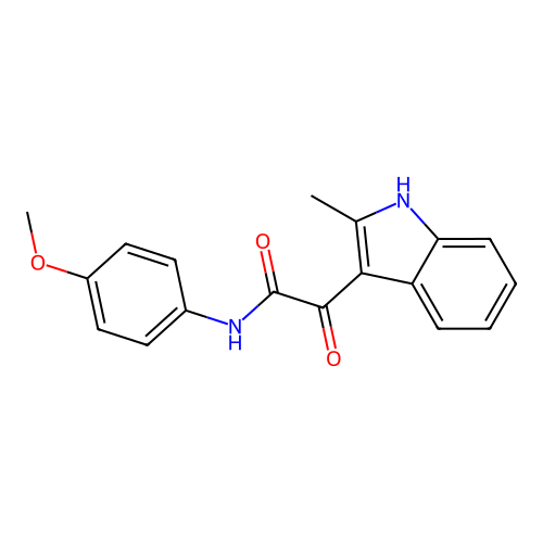 N-(4-methoxyphenyl)-2-(2-methyl-1H-indol-3-yl)-2-oxoacetamide structure