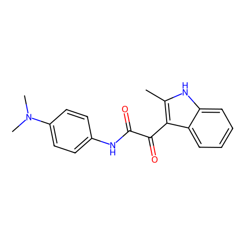 N-[4-(dimethylamino)phenyl]-2-(2-methyl-1H-indol-3-yl)-2-oxoacetamide structure