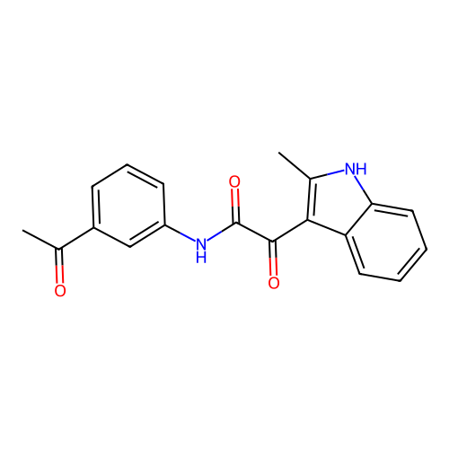 N-(3-acetylphenyl)-2-(2-methyl-1H-indol-3-yl)-2-oxoacetamide structure