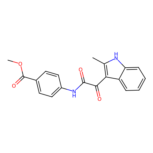 methyl 4-(2-(2-methyl-1H-indol-3-yl)-2-oxoacetamido)benzoate structure