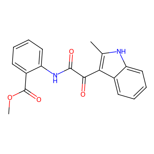 methyl 2-(2-(2-methyl-1H-indol-3-yl)-2-oxoacetamido)benzoate structure