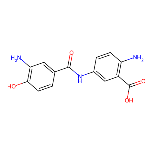 2-Amino-5-[(3-amino-4-hydroxybenzoyl)amino]benzoic acid structure