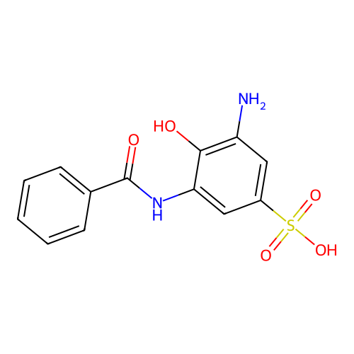 3-Amino-5-benzamido-4-hydroxybenzenesulphonic acid structure
