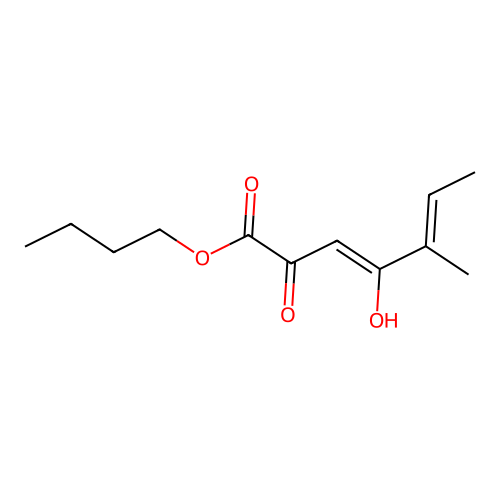 Butyl 4-hydroxy-5-methyl-2-oxohepta-3,5-dienoate structure