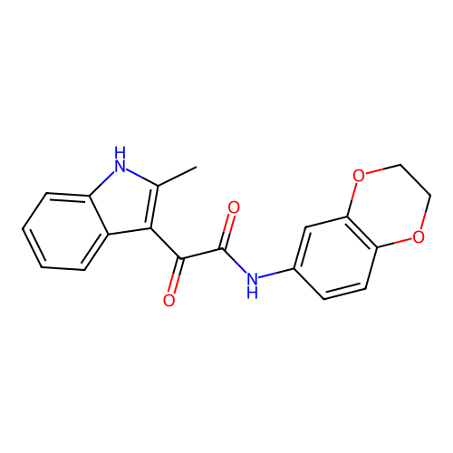 N-(2,3-dihydro-1,4-benzodioxin-6-yl)-2-(2-methyl-1H-indol-3-yl)-2-oxoacetamide structure