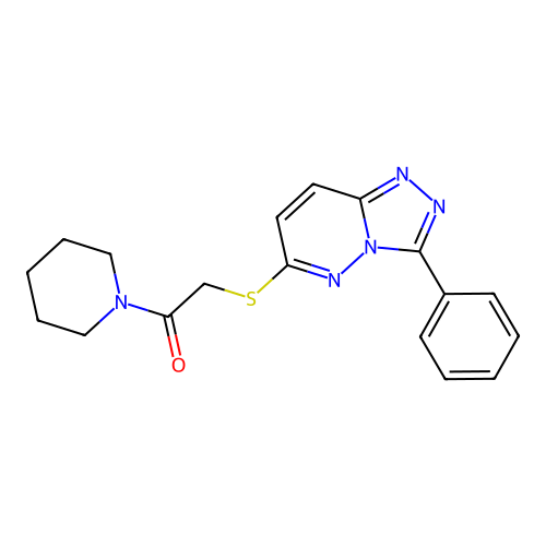 6-[(2-Oxo-2-piperidin-1-ylethyl)thio]-3-phenyl[1,2,4]triazolo[4,3-b]pyridazine structure