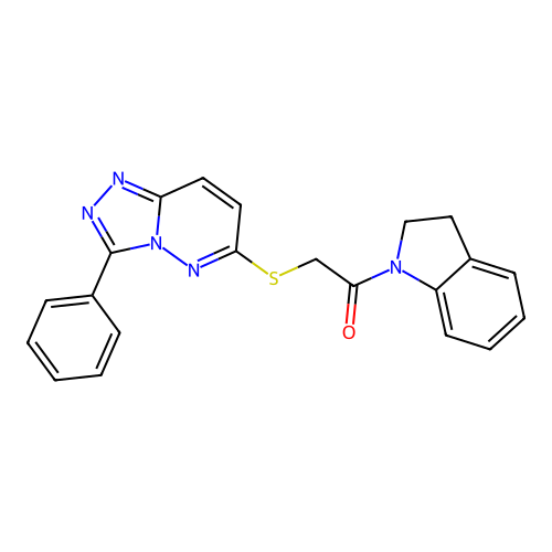 1-(Indolin-1-yl)-2-((3-phenyl-[1,2,4]triazolo[4,3-b]pyridazin-6-yl)thio)ethanone structure