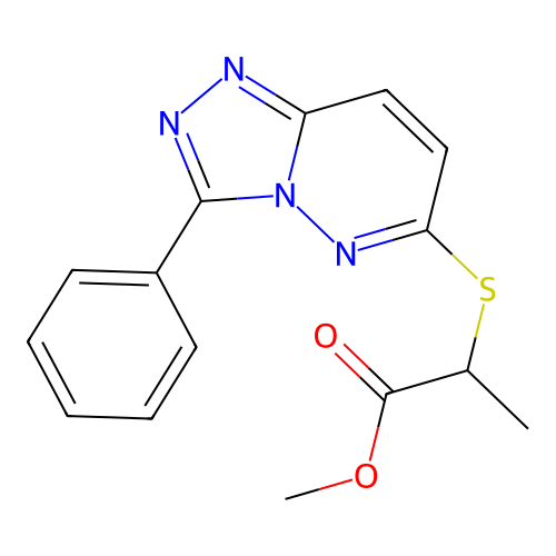 Methyl 2-((3-phenyl-[1,2,4]triazolo[4,3-b]pyridazin-6-yl)thio)propanoate structure