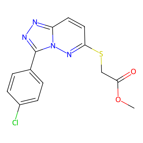 Methyl 2-((3-(4-chlorophenyl)-[1,2,4]triazolo[4,3-b]pyridazin-6-yl)thio)acetate structure