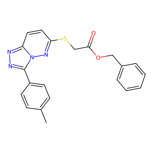 Benzyl 2-((3-(p-tolyl)-[1,2,4]triazolo[4,3-b]pyridazin-6-yl)thio)acetate structure