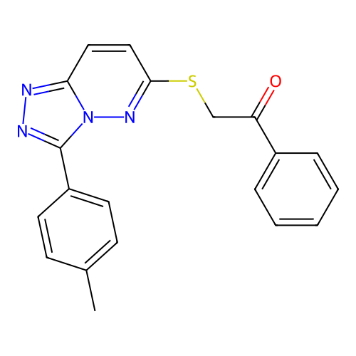 1-Phenyl-2-((3-(p-tolyl)-[1,2,4]triazolo[4,3-b]pyridazin-6-yl)thio)ethanone structure