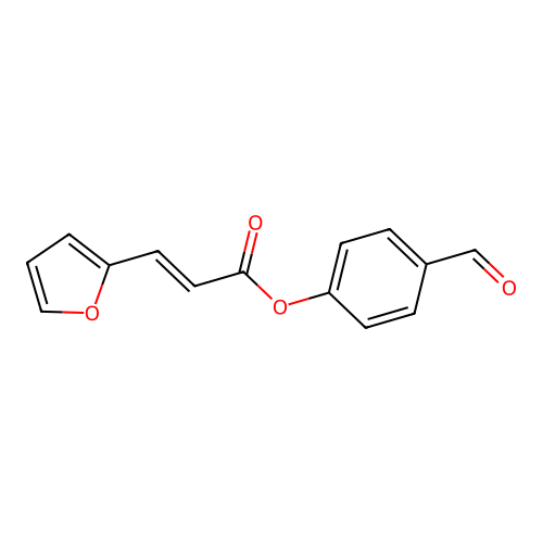 4-formylphenyl (2E)-3-(furan-2-yl)prop-2-enoate structure