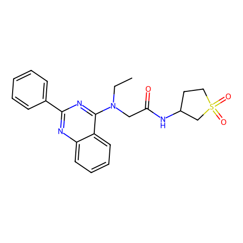N-(1,1-dioxothiolan-3-yl)-2-[ethyl-(2-phenylquinazolin-4-yl)amino]acetamide structure