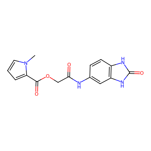 [2-oxo-2-[(2-oxo-1,3-dihydrobenzimidazol-5-yl)amino]ethyl] 1-methylpyrrole-2-carboxylate structure