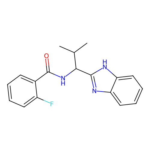 N-[1-(1H-benzimidazol-2-yl)-2-methylpropyl]-2-fluorobenzamide structure