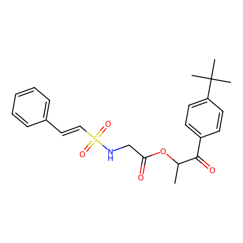 1-(4-Tert-butylphenyl)-1-oxopropan-2-yl 2-(2-phenylethenesulfonamido)acetate structure