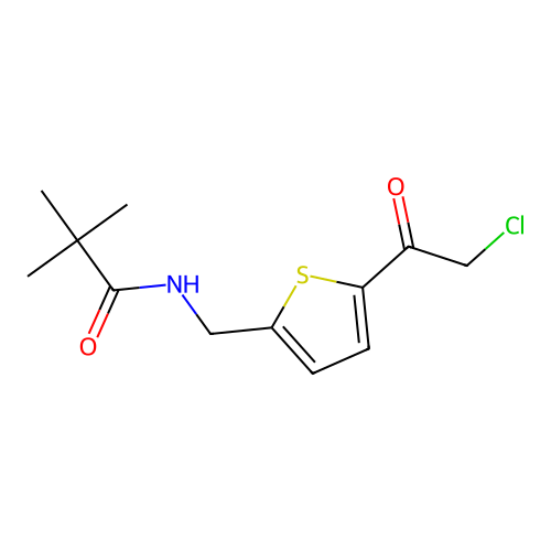 N-((5-(2-chloroacetyl)thiophen-2-yl)methyl)-2,2-dimethylpropanamide structure
