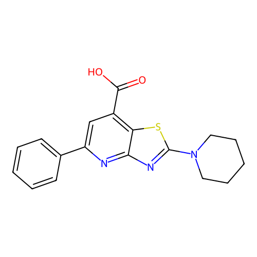 5-Phenyl-2-(piperidin-1-yl)-[1,3]thiazolo[4,5-b]pyridine-7-carboxylic acid structure