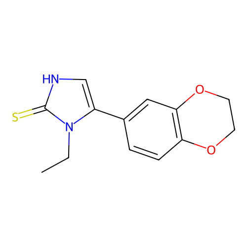 5-(2,3-dihydro-1,4-benzodioxin-6-yl)-1-ethyl-1H-imidazole-2-thiol structure