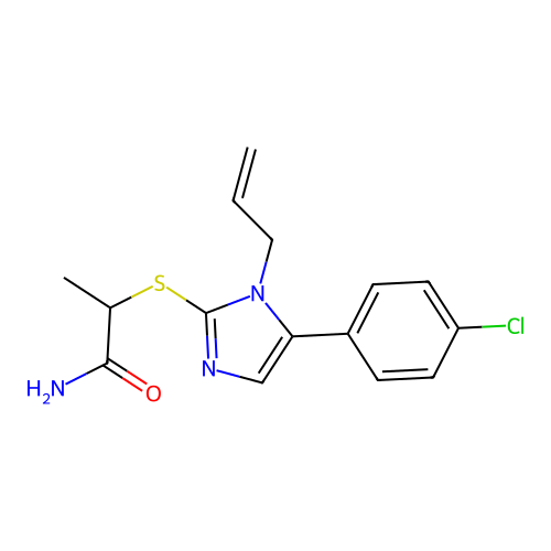 2-[5-(4-Chlorophenyl)-1-prop-2-enylimidazol-2-yl]sulfanylpropanamide structure