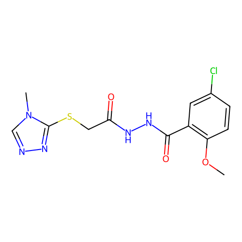 5-chloro-2-methoxy-N'-[2-[(4-methyl-1,2,4-triazol-3-yl)sulfanyl]acetyl]benzohydrazide structure