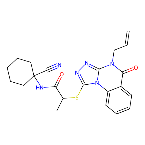 N-(1-cyanocyclohexyl)-2-{[5-oxo-4-(prop-2-en-1-yl)-4H,5H-[1,2,4]triazolo[4,3-a]quinazolin-1-yl]sulfanyl}propanamide structure