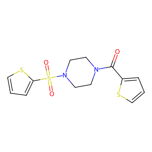 Thiophen-2-yl-(4-thiophen-2-ylsulfonylpiperazin-1-yl)methanone structure